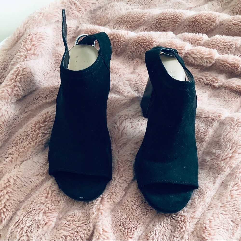 Black Suede open toed heels